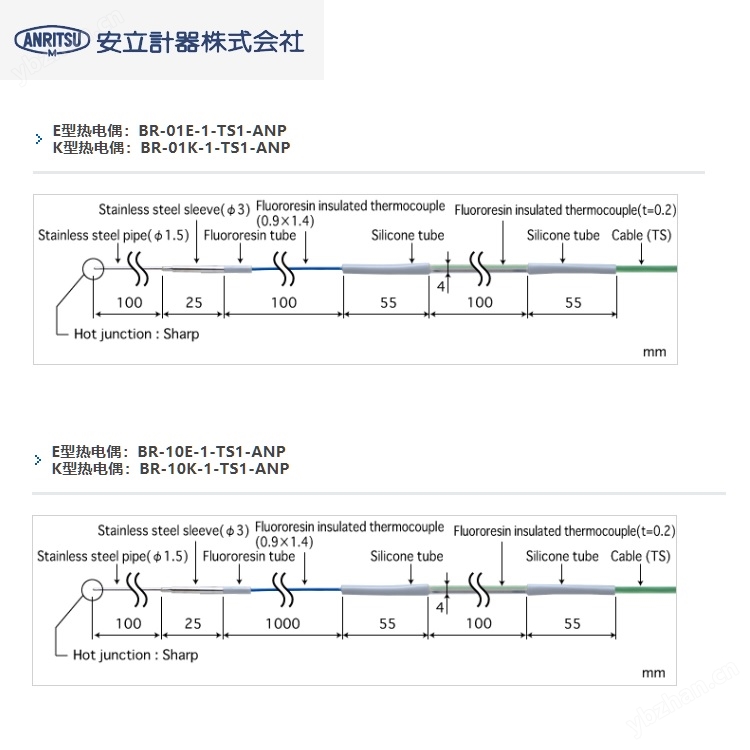 日本安立低溫用溫度傳感器BR-01E-1-TS1-ANP